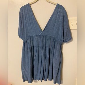 Talulah Size L Hidden Romper Babydoll Dress - Chambray Blue